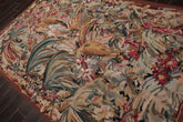 6x9 Ivory, Rose, Teal Color Hand Woven French Aubusson Tapestry Wool Traditional Oriental Rug
